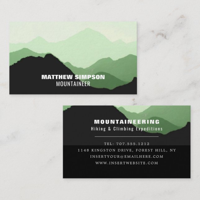 Green Mountain, Hiking and Climbing Business Card (Front/Back)