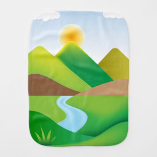 Green Mountain Landscape With River Baby Burp Cloth