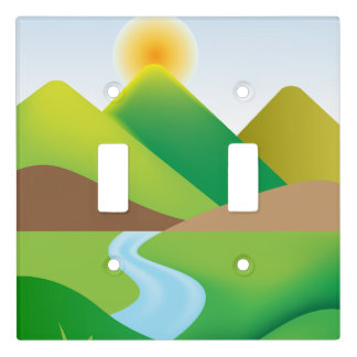 Green Mountain Landscape With River Light Switch Cover