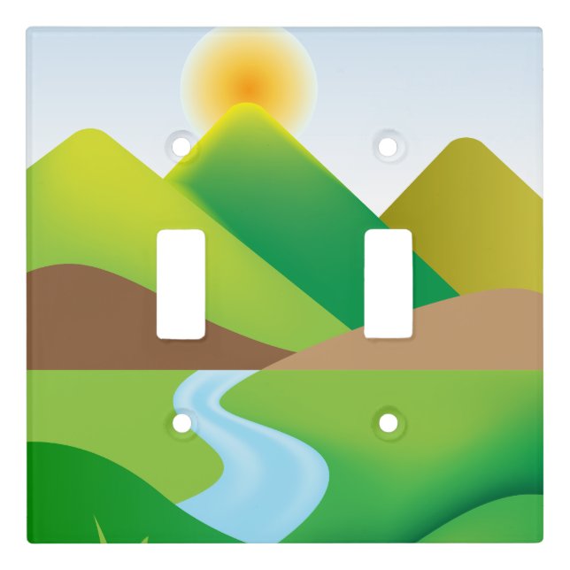 Green Mountain Landscape With River Light Switch Cover (Front)