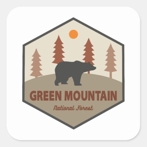 Green Mountain National Forest Bear Square Sticker