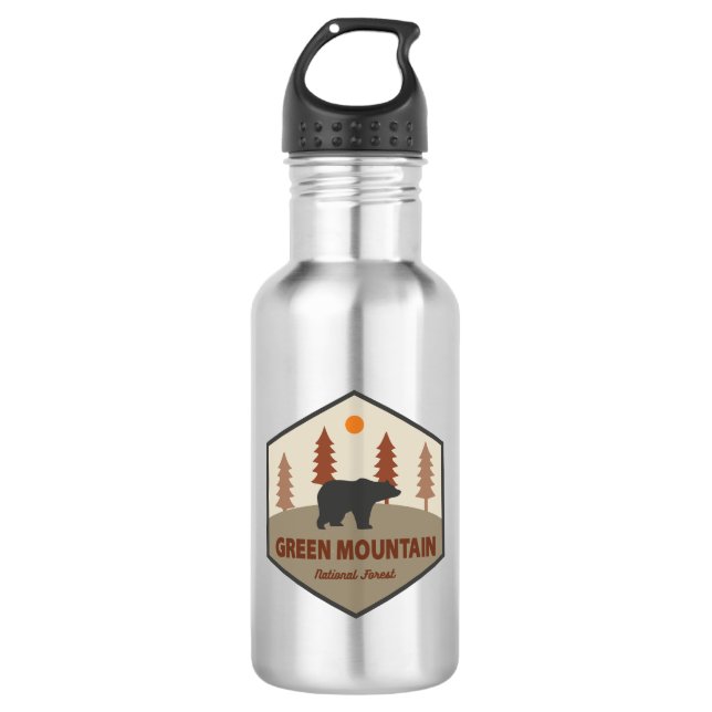 Green Mountain National Forest Bear Stainless Steel Water Bottle (Front)