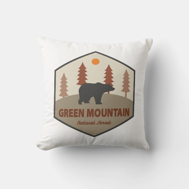Green Mountain National Forest Bear Throw Pillow (Front)