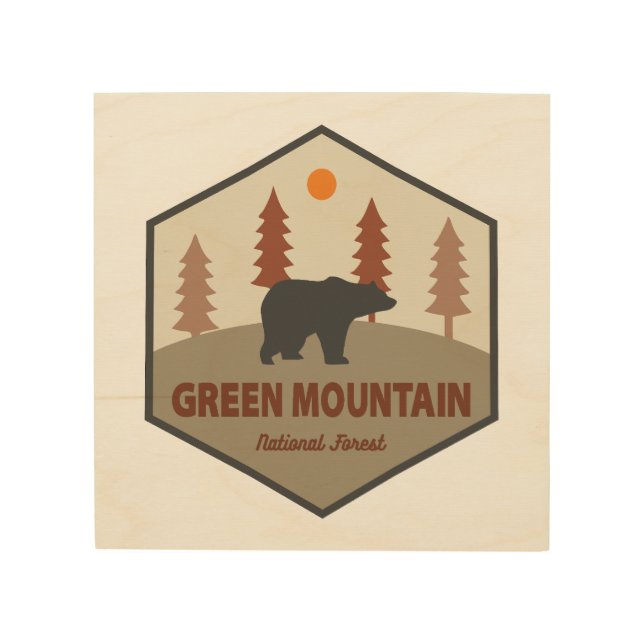 Green Mountain National Forest Bear Wood Wall Art (Front)