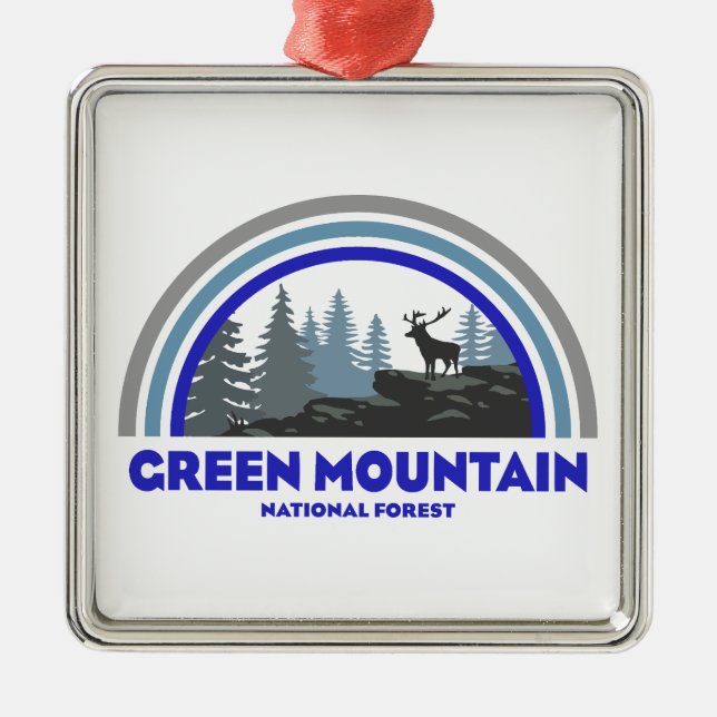 Green Mountain National Forest Rainbow Deer Metal Ornament (Front)