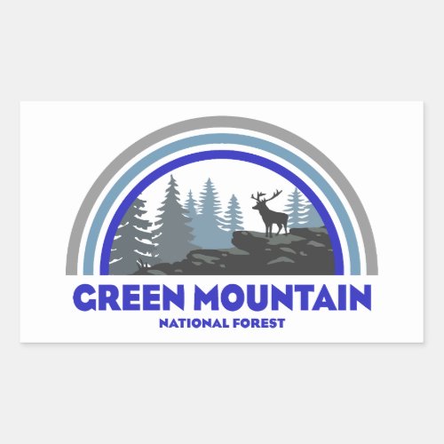 Green Mountain National Forest Rainbow Deer Rectangular Sticker