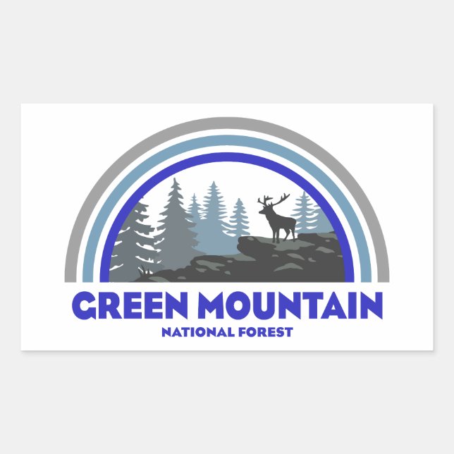 Green Mountain National Forest Rainbow Deer Rectangular Sticker (Front)