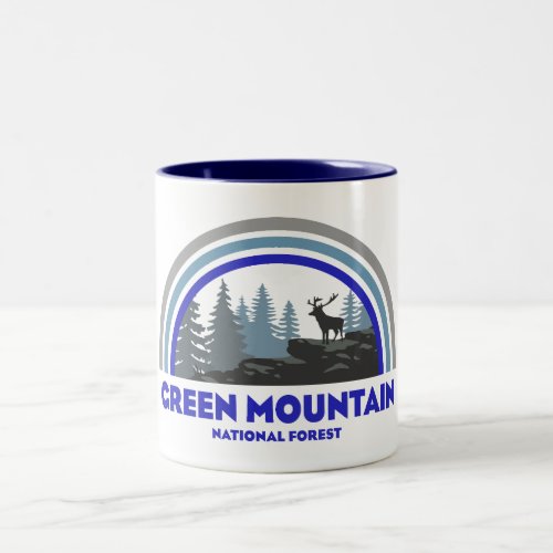 Green Mountain National Forest Rainbow Deer Two_Tone Coffee Mug