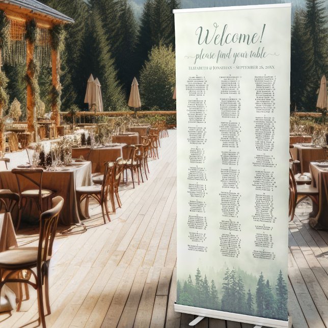 Green Mountain Pines Alphabetical Seating Chart Retractable Banner (At Reception)