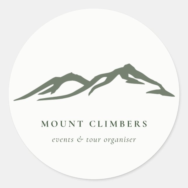 Green Mountain Silhouette Sketch Climbing Camping  Classic Round Sticker (Front)