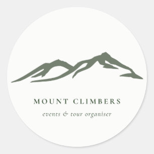 Green Mountain Silhouette Sketch Climbing Camping Classic Round Sticker