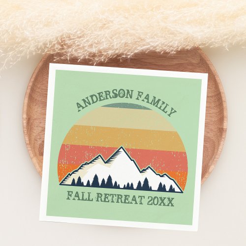 Green Mountain Sunset Forest Family Reunion Party Napkins