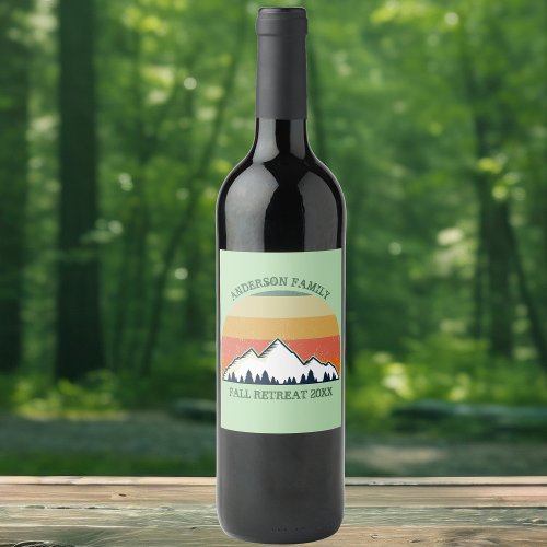 Green Mountain Sunset Forest Family Reunion Party Wine Label