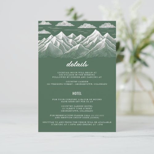 Green Mountain Wedding Enclosure Card