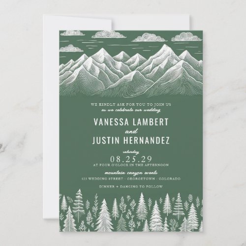 Green Mountain Wedding Invitation