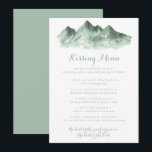 Green Mountain Wedding Kissing Menu Game Card<br><div class="desc">This green mountain wedding kissing menu game card is perfect for a rustic wedding reception. The design features a watercolor hand-painted green mountain,  inspiring a countryside theme.</div>