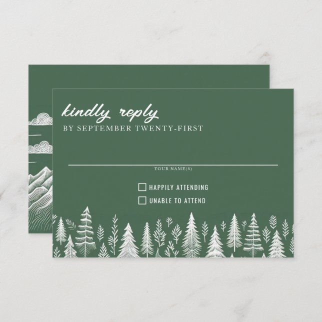 Green Mountain Wedding RSVP Card (Front/Back)