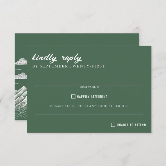 Green Mountain Wedding RSVP Card (Front/Back)