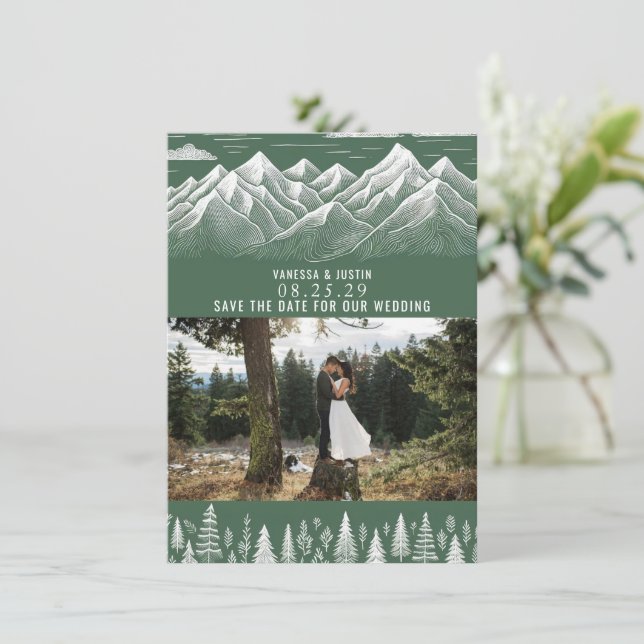 Green Mountain Wedding Save The Date (Standing Front)