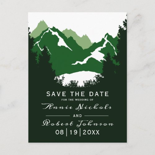 Green mountain winter wedding Save the Date Announcement Postcard