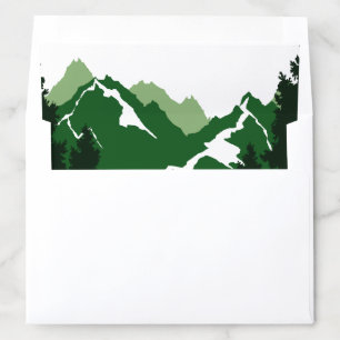 Green mountains and conifers winter wedding envelope liner