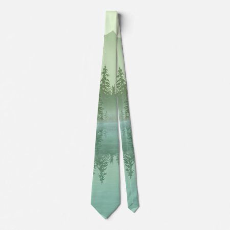 Green Mountains And Forest Landscape  Neck Tie