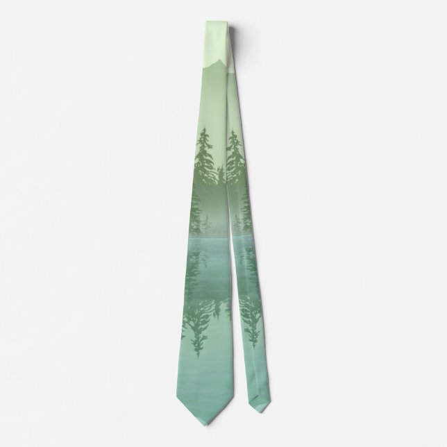 Green Mountains and Forest Landscape  Neck Tie (Front)