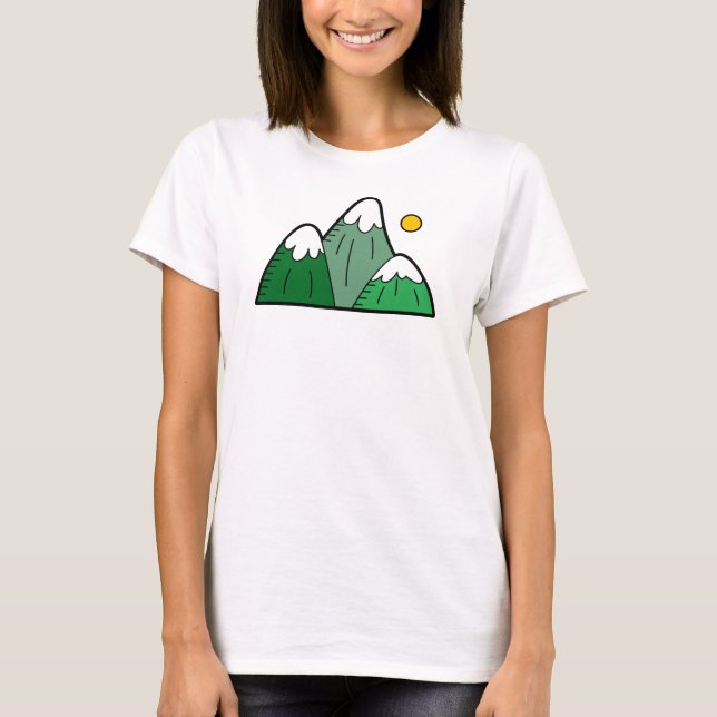 Green Mountains Colorfully Illustrated Women’s T-Shirt (Front)