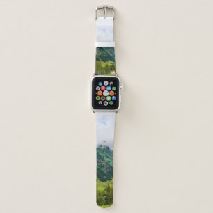 Green mountains covered with forest and green gras apple watch band