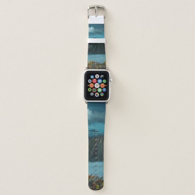 GREEN MOUNTAINS SURROUNDED BY WHITE CLOUDS APPLE WATCH BAND (Front)
