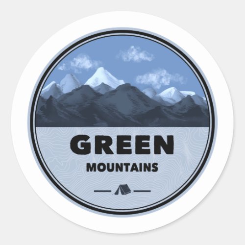 Green Mountains Vermont Camping Classic Round Sticker