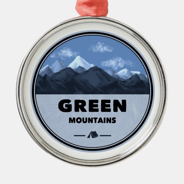 Green Mountains Vermont Camping Metal Ornament (Front)