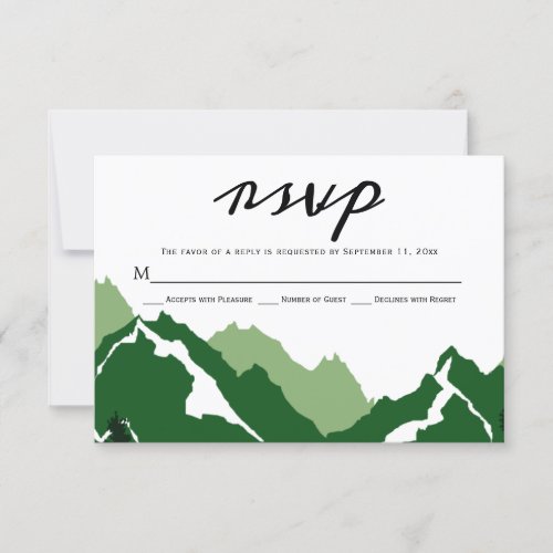 Green mountains wedding RSVP response card