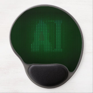 Green mousepad with a hidden message about AI.