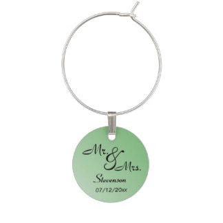 Green Mr. and Mrs. Memento Wine Glass Charm