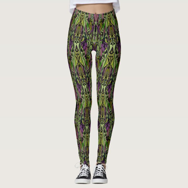 Green- Multi Color Women's Leggings (Front)