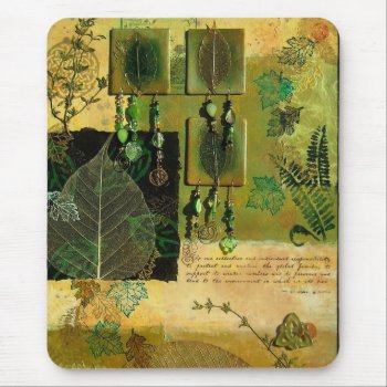 Green Multi-media Jeweled Collage Mouse Pad by ernestinegrin at Zazzle