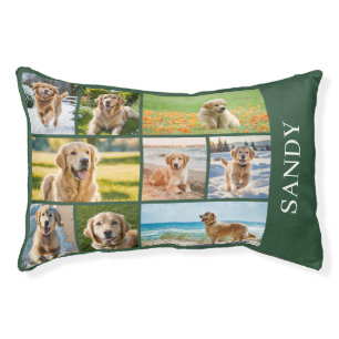 Green Multi Photo Collage Personalized Dog Pet Bed