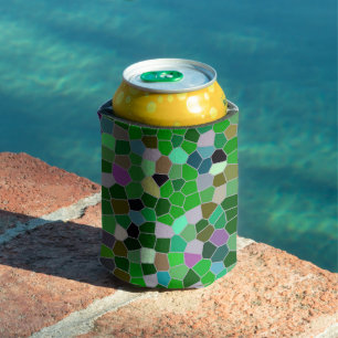GREEN Multicolored Garden Pattern  Can Cooler