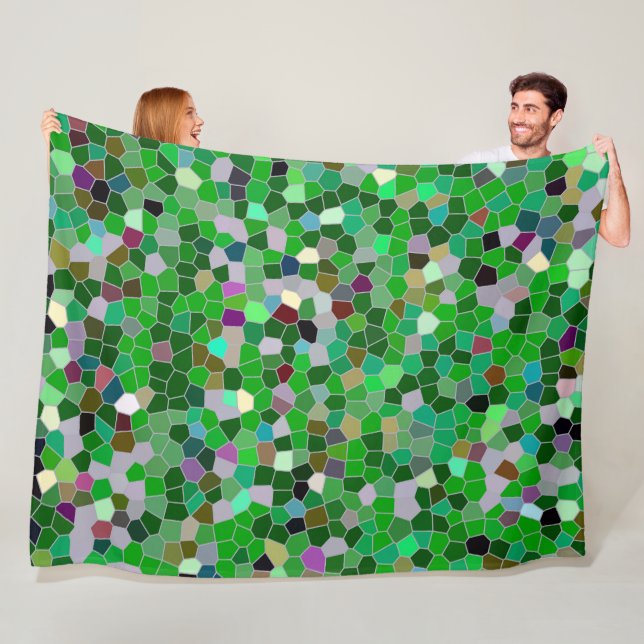 GREEN Multicolored Garden Pattern Fleece Blanket (In Situ)