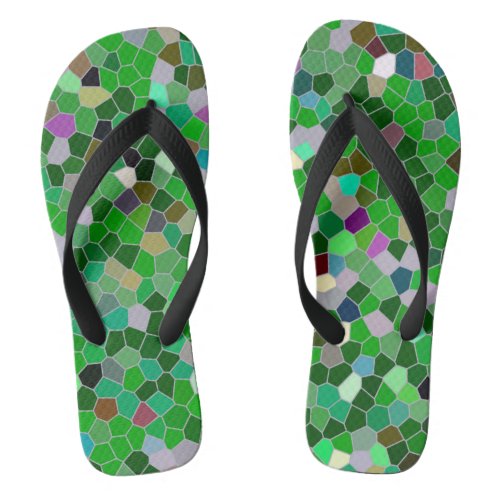 GREEN Multicolored Garden Pattern Flip Flops