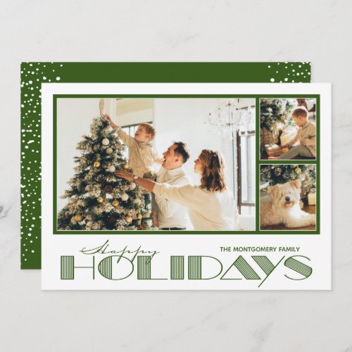 Green Multiple Photo Happy Holiday Card