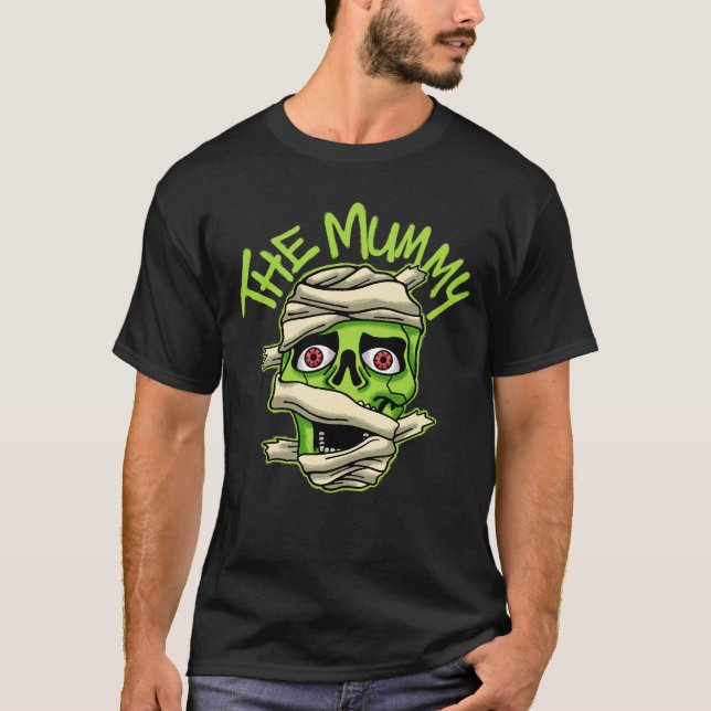 Green Mummy Skull streetwear T-Shirt (Front)