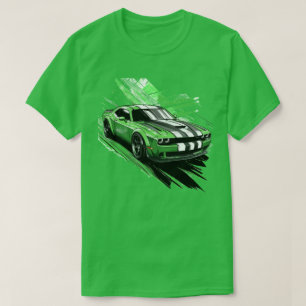 Green Muscle Car Turbo Sports Race Car T-Shirt