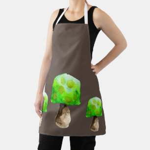 Green Mushroom watercolor cute fungi Apron