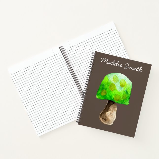 Green Mushroom watercolor cute fungi Notebook (Inside)