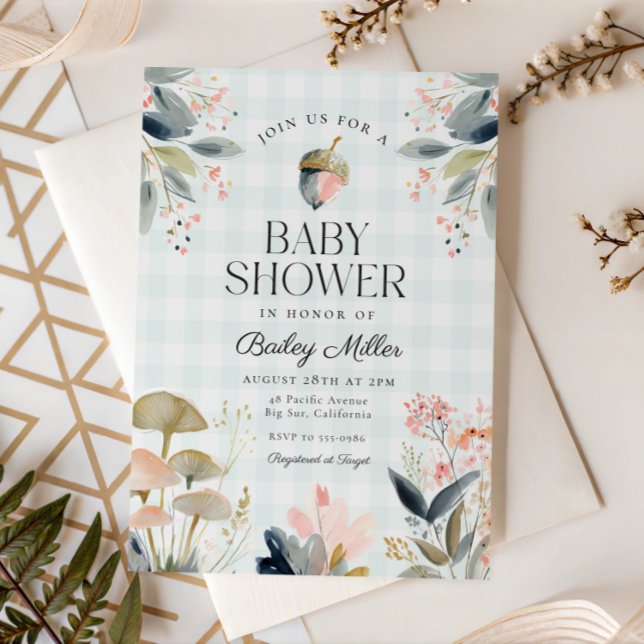 Green Mushroom Woodland Baby Shower Invitation (Creator Uploaded)