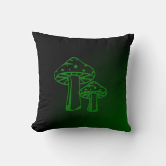Green Mushrooms Throw Pillow
