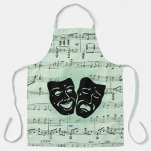 Green Music and Theater Greek Masks Apron