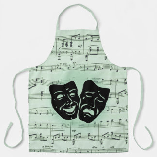 Green Music and Theater Greek Masks Apron